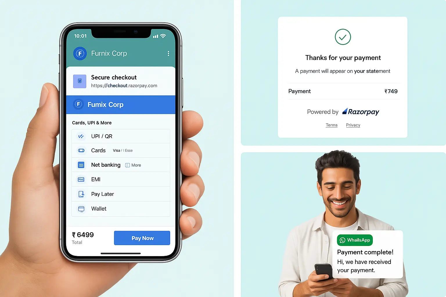 WhatsApp Payment Flow - Secure payment processing through WhatsApp chat interface